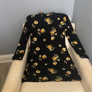 Black Dress with Yellow Flowers-Stretchy!